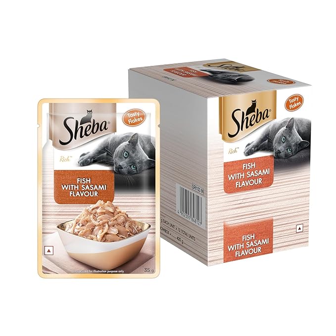 Sheba Rich Premium Adult (1+ Years) Wet Cat Food, Fish with Sasami Flavour 50g x 12